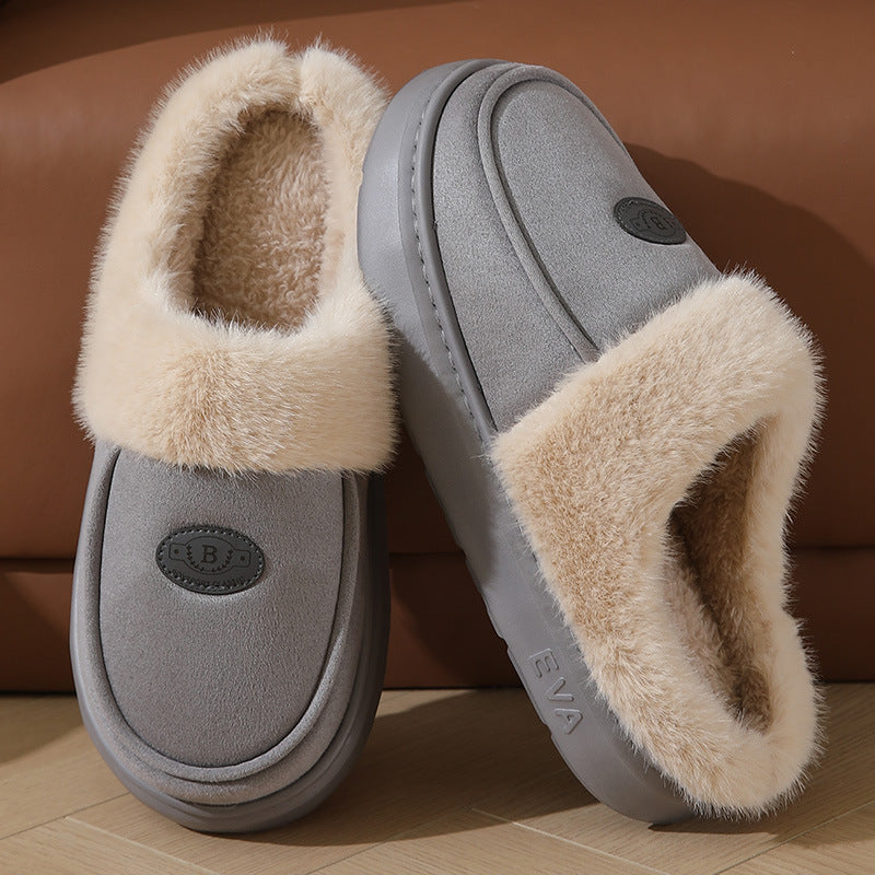 Plush Slippers For Men Casual Warm Suede House Shoes