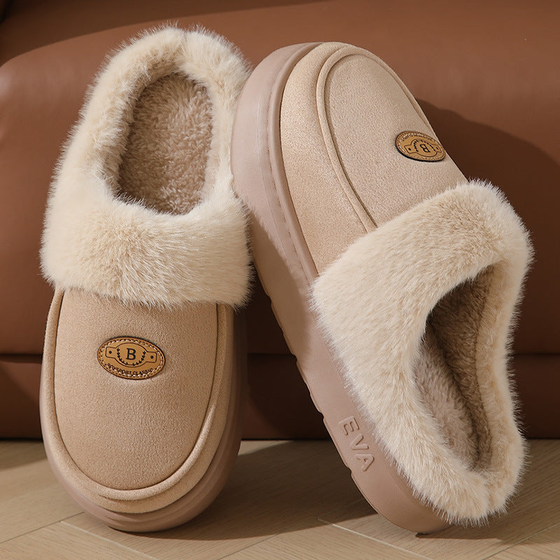 Plush Slippers For Men Casual Warm Suede House Shoes