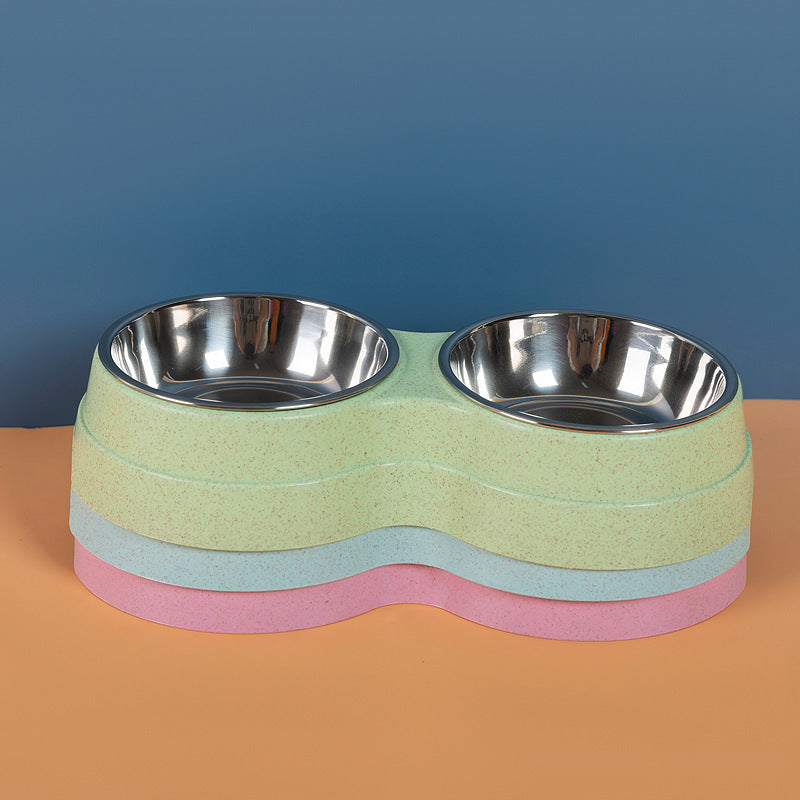 Double Pet Bowls Stainless Steel Pet Drinking Dish Feeder Cat Puppy Small Dog