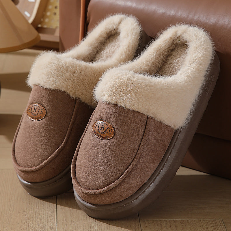 Plush Slippers For Men Casual Warm Suede House Shoes