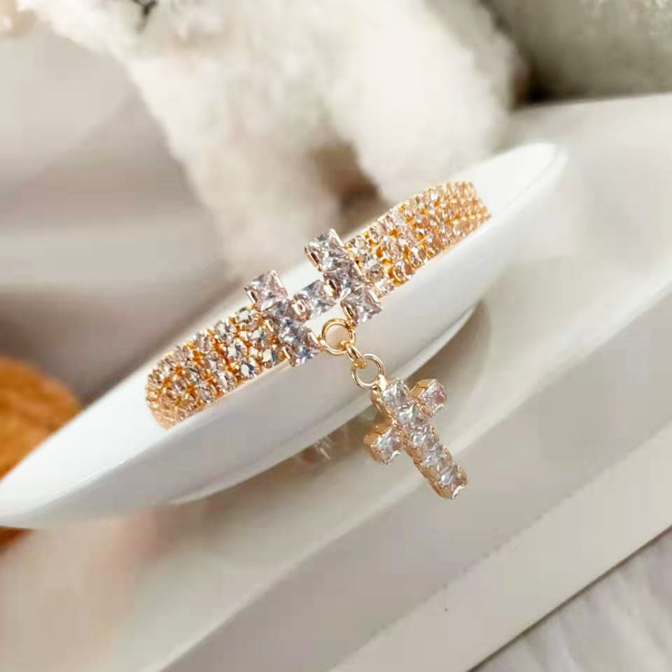 Pet Necklace/Cross Zircon Diamond Cat And Dog Jewelry