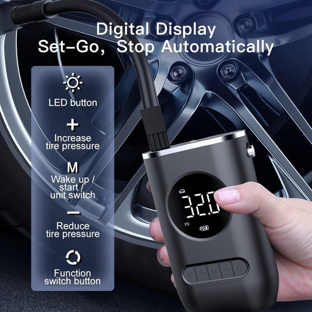 Portable Electric Inflator 150PSI Cordless Electric Ball Inflator Rechargeable Bicycle Air Inflator With Digital LED Display