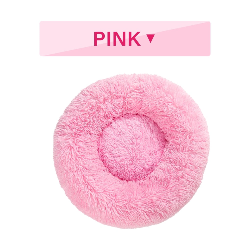 Fluffy Donut Dog Bed  Warm Soft Long Plush