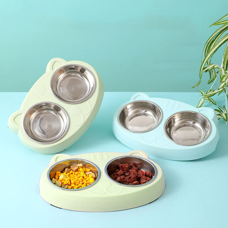 Double Dog Water And Food Bowls Stainless Steel