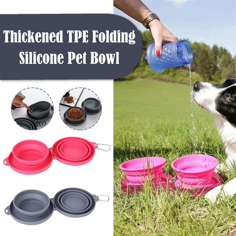 Rubber Foldable Double Feeding Bowl