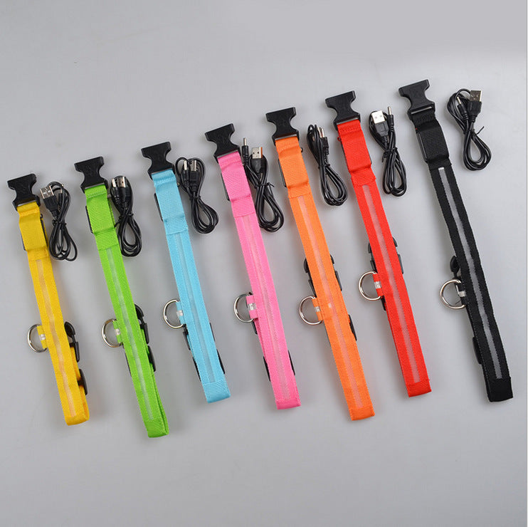 Nylon LED Pet Luminous Collar  Flashing Glow in Dark