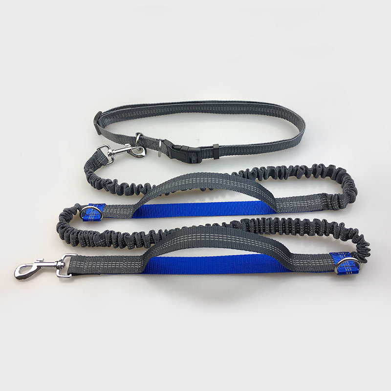 Reflective pull dog leash double elastic
