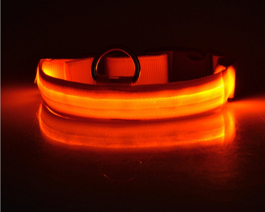 Nylon LED Pet Luminous Collar  Flashing Glow in Dark