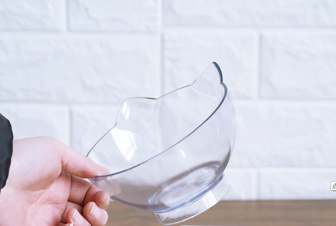 Inclined Food Cat/Dog Oblique Mouth Transparent Pet Bowl