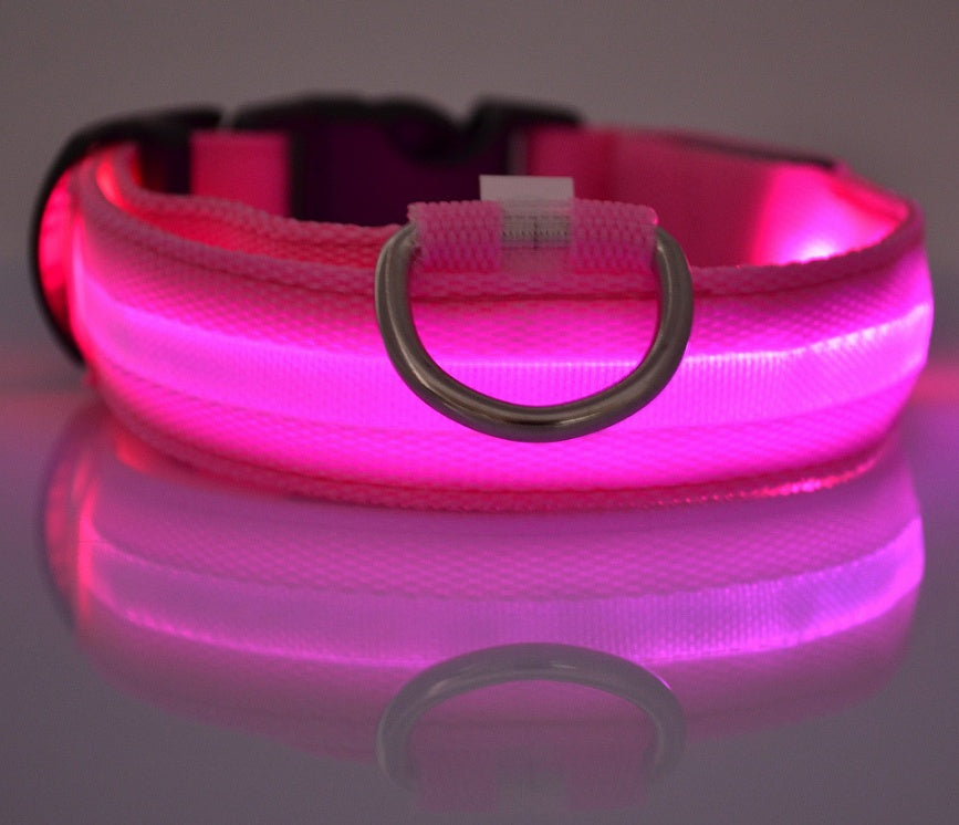 Nylon LED Pet Luminous Collar  Flashing Glow in Dark