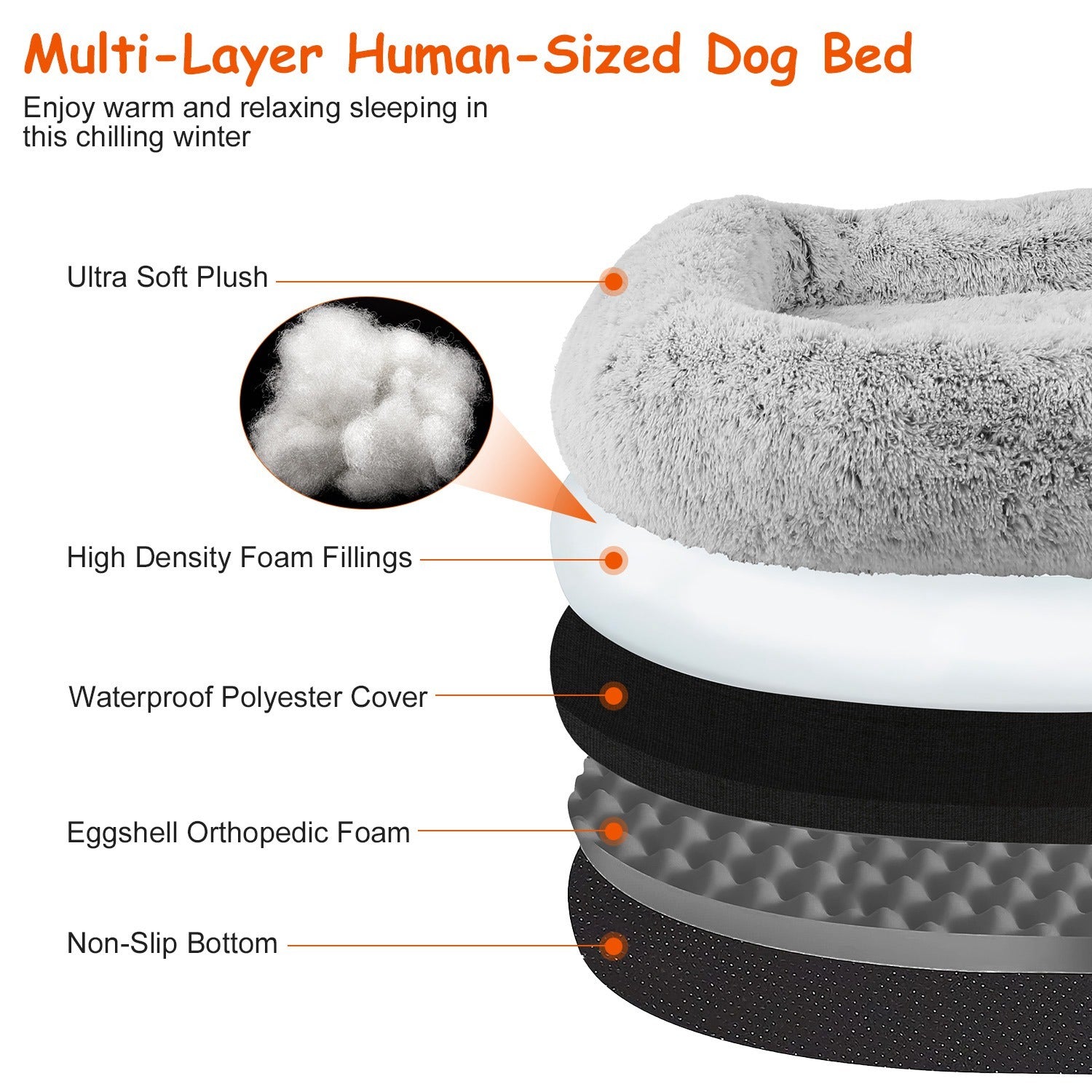 1Pc Large Foldable Human Size Dog Bed With Pillow Blanket Flurry Plush Napping Human-Sized Dog Bed