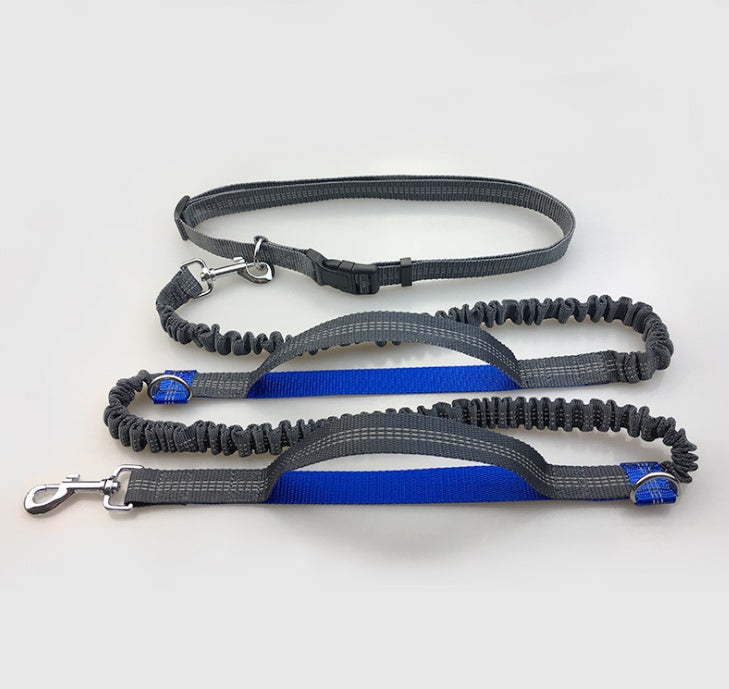 Reflective pull dog leash double elastic