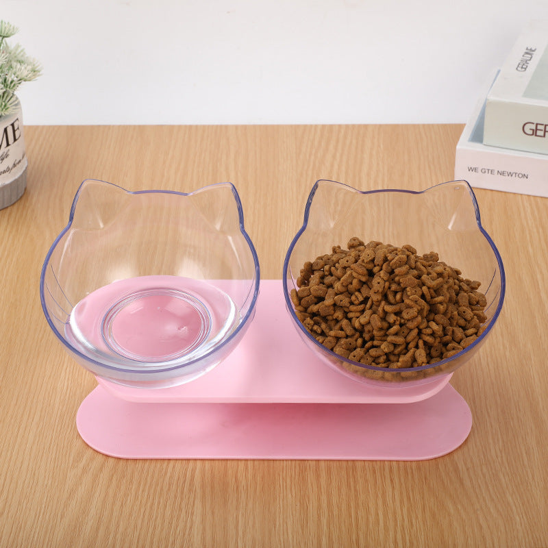 Inclined Food Cat/Dog Oblique Mouth Transparent Pet Bowl