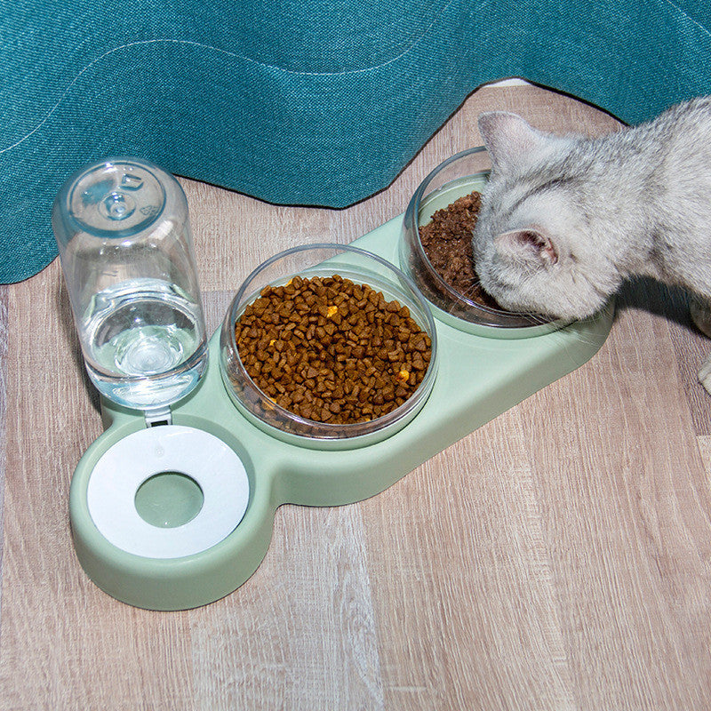 Dog Cat Food Bowl With Water Fountain