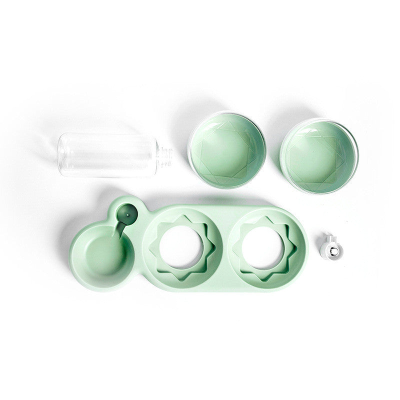 Dog Cat Food Bowl With Water Fountain