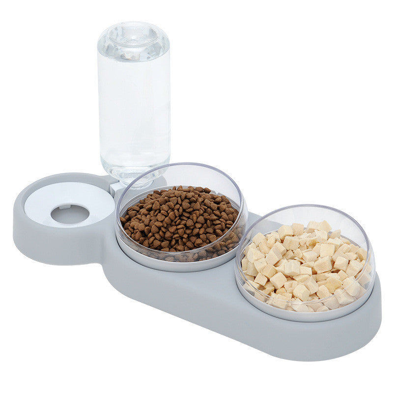 Dog Cat Food Bowl With Water Fountain