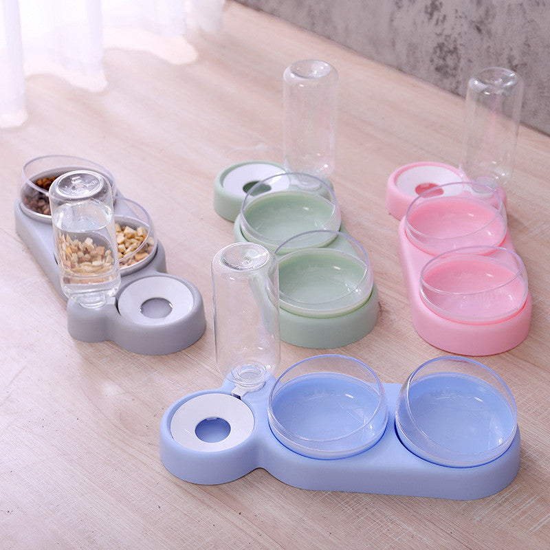 Dog Cat Food Bowl With Water Fountain