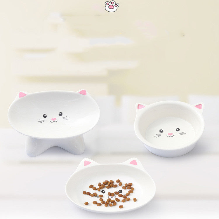 Ceramic Small Cat Face Shape Food Bowl