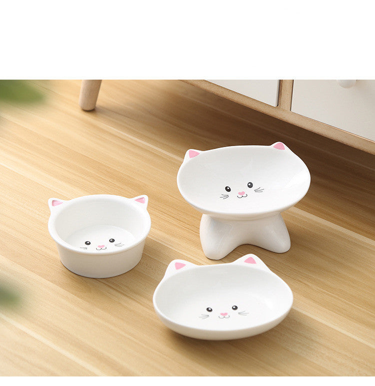 Ceramic Small Cat Face Shape Food Bowl