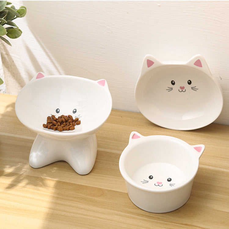 Ceramic Small Cat Face Shape Food Bowl