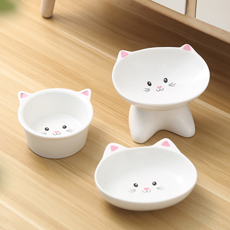 Ceramic Small Cat Face Shape Food Bowl