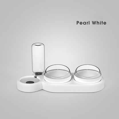 Dog Cat Food Bowl With Water Fountain