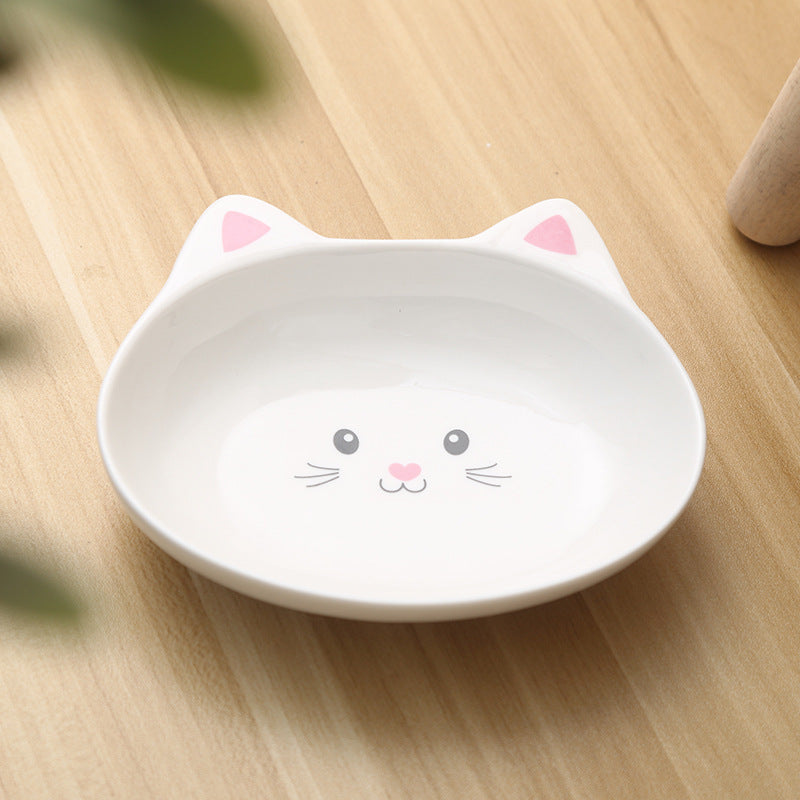 Ceramic Small Cat Face Shape Food Bowl
