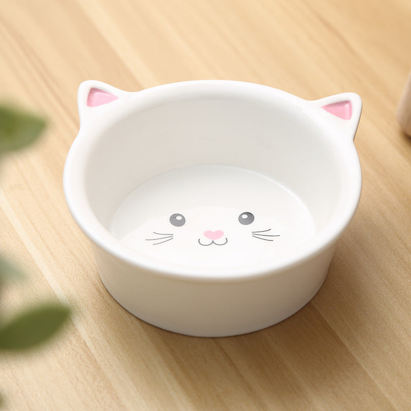 Ceramic Small Cat Face Shape Food Bowl