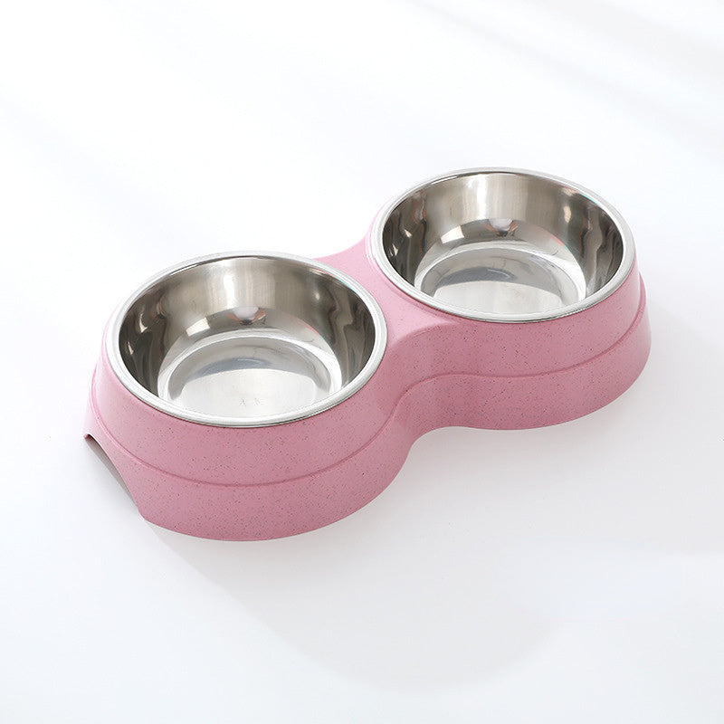 Double Pet Bowls Stainless Steel Pet Drinking Dish Feeder Cat Puppy Small Dog