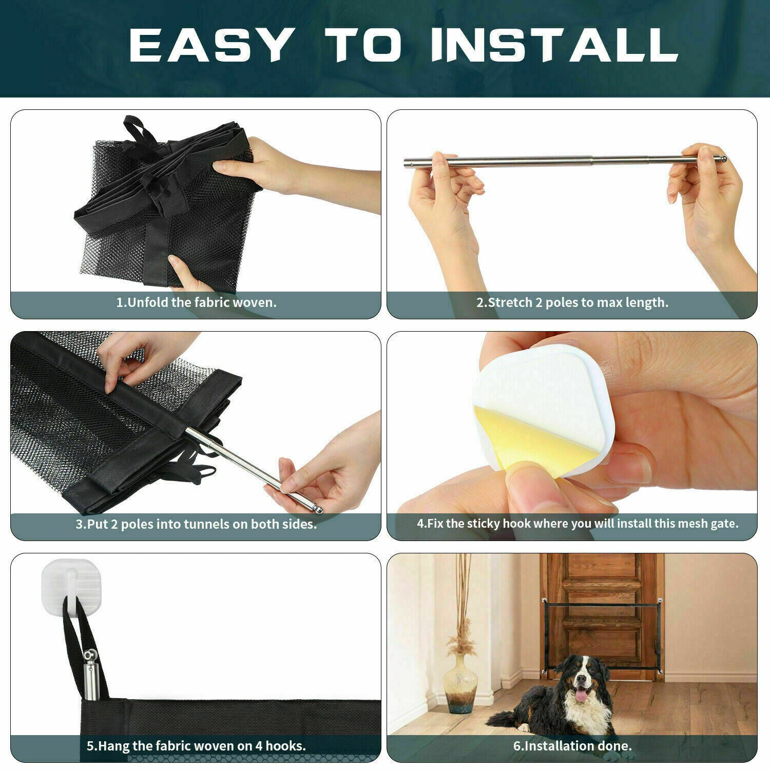 Dog Cat Baby Safety Gate Mesh Fence