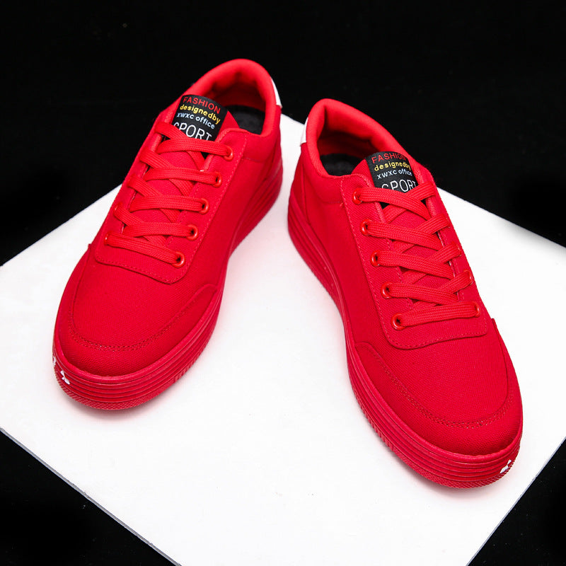 Love Print Canvas Shoes Women Men Flats Lace-up