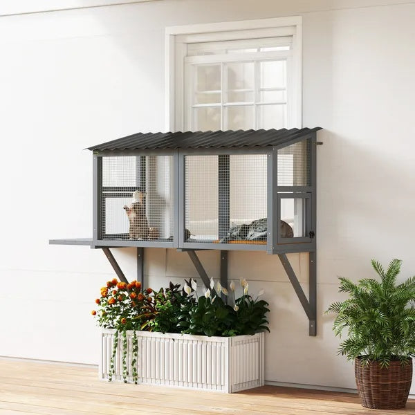 Outdoor Cat Enclosure Window Perch With Jumping Platform