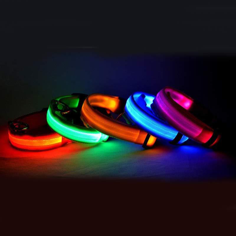 Nylon LED Pet Luminous Collar  Flashing Glow in Dark