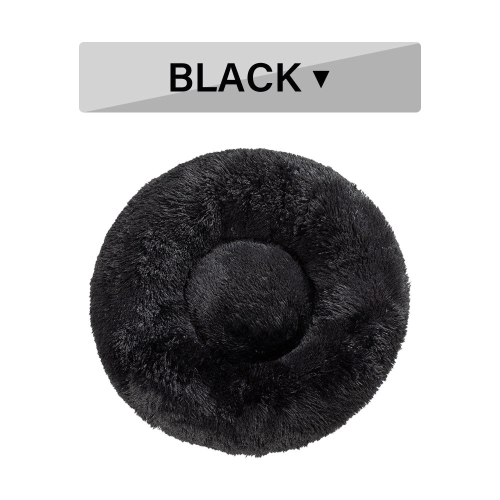 Fluffy Donut Dog Bed  Warm Soft Long Plush