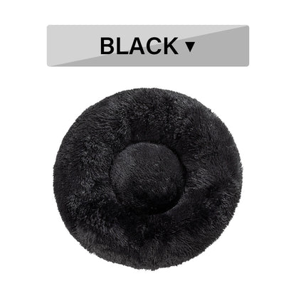 Fluffy Donut Dog Bed  Warm Soft Long Plush