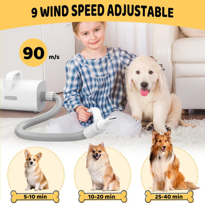 Pet Hair Dryer, 4-in-1 Smart Handle Pet Hair Dryer, 90 Ms High-speed Negative Ion Pet Hair Dryer