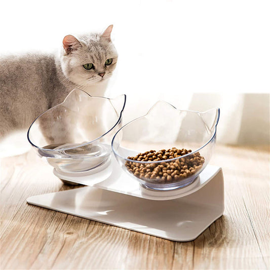 Non Slip Double Dog/Cat Bowl With Raised Stand