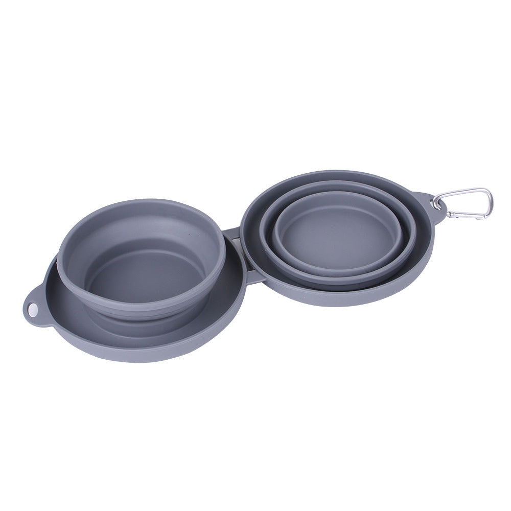 Rubber Foldable Double Feeding Bowl