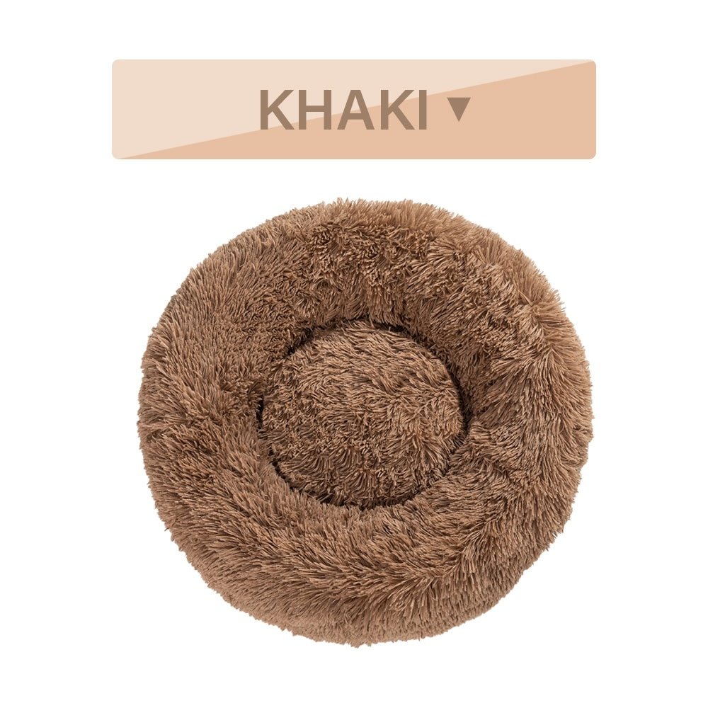 Fluffy Donut Dog Bed  Warm Soft Long Plush
