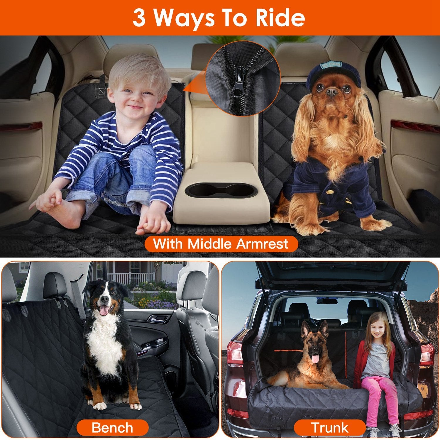 1Pc Dog Car Back Seat Cover Waterproof Scratchproo