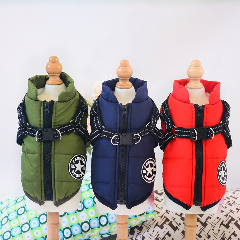 Waterproof Dog Winter Dog Coat With Harness