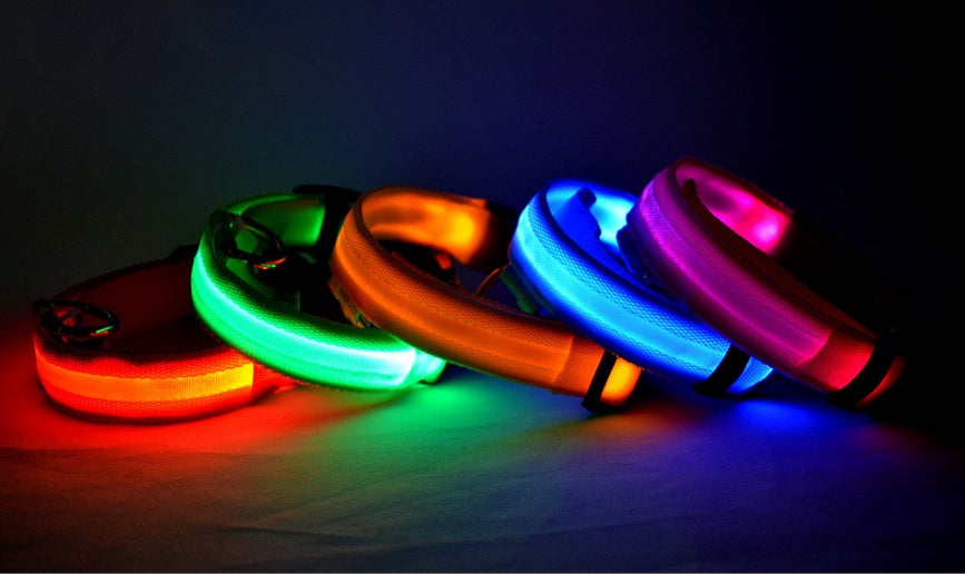 Nylon LED Pet Luminous Collar  Flashing Glow in Dark