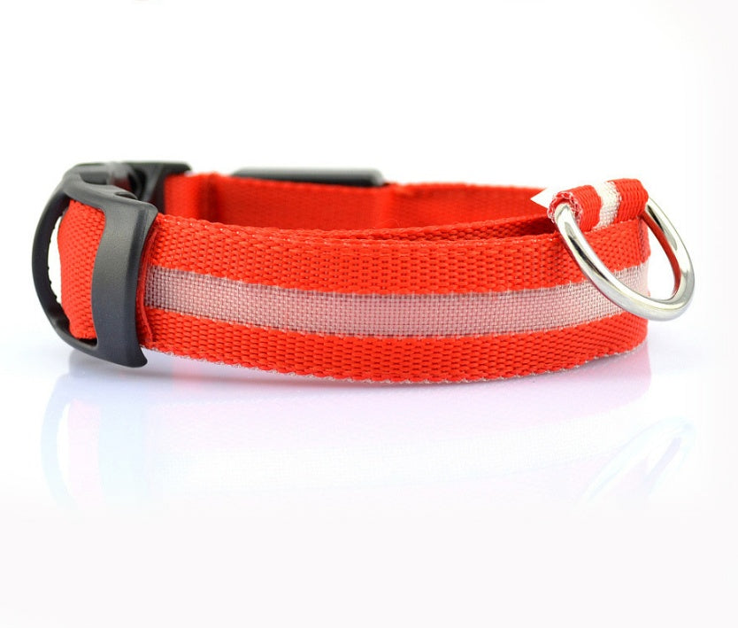 Nylon LED Pet Luminous Collar  Flashing Glow in Dark
