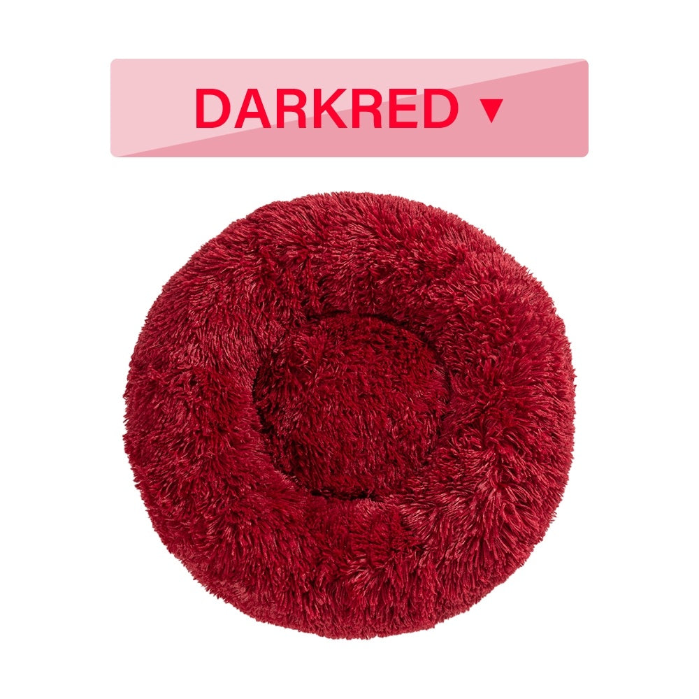 Fluffy Donut Dog Bed  Warm Soft Long Plush