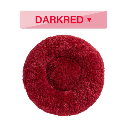 Fluffy Donut Dog Bed  Warm Soft Long Plush