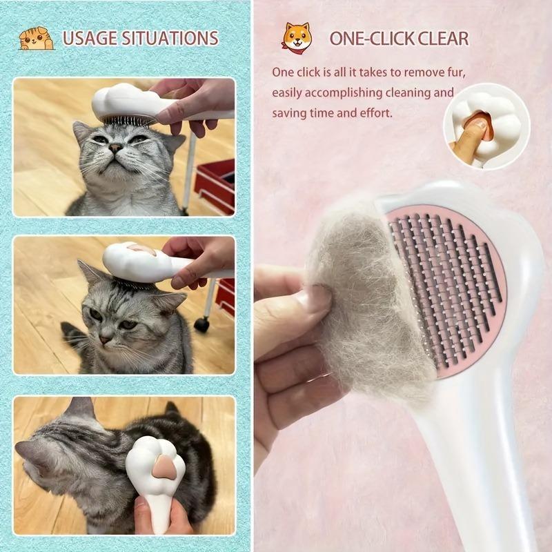 Pet Massage Hair Removal Comb, Paw Shaped Pet Grooming Brush,