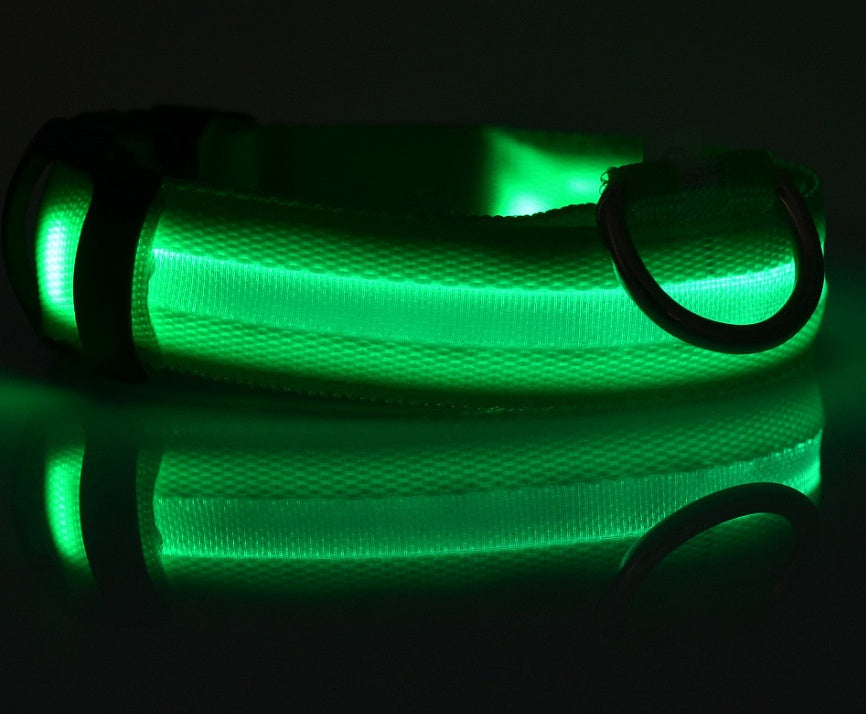Nylon LED Pet Luminous Collar  Flashing Glow in Dark