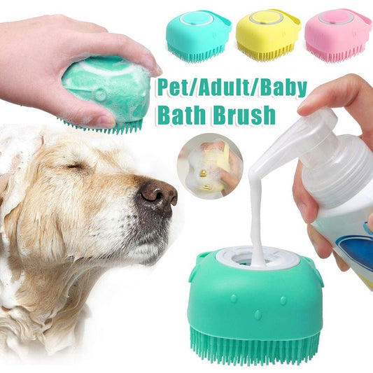 Silicone Dog Bath Massage Shampoo Cleaning Brush