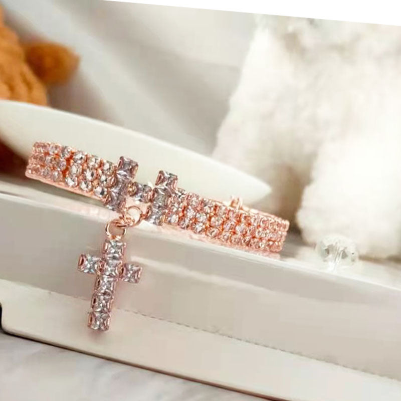 Pet Necklace/Cross Zircon  Diamond Cat And Dog Jewelry