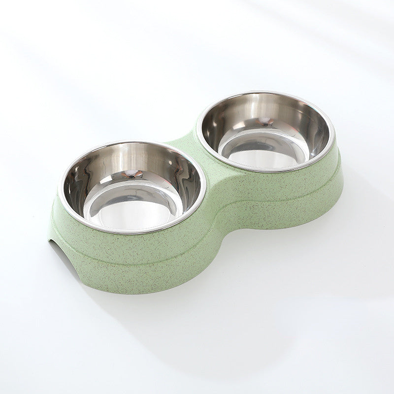 Double Pet Bowls Stainless Steel Pet Drinking Dish Feeder Cat Puppy Small Dog